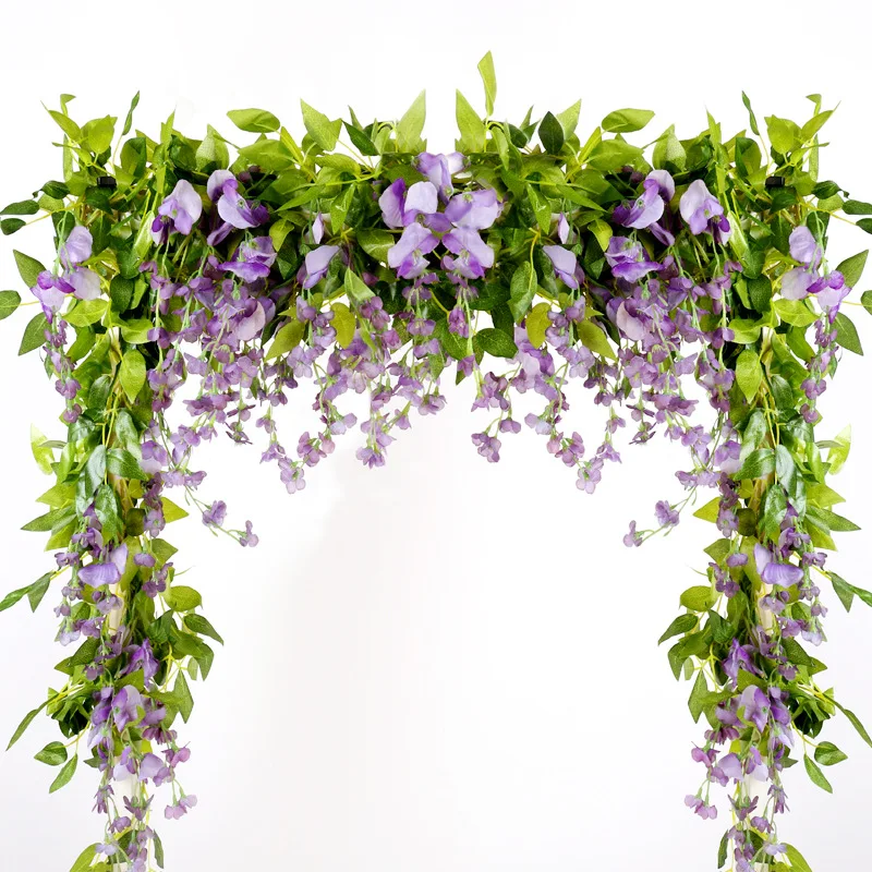 1.8 M Wisteria yapay çiçekler Asma Garland Düğün Kemer Dekorasyon Sahte Bitkiler Yeşillik Rattan Firar Sahte Çiçekler Sarmaşık Duvar