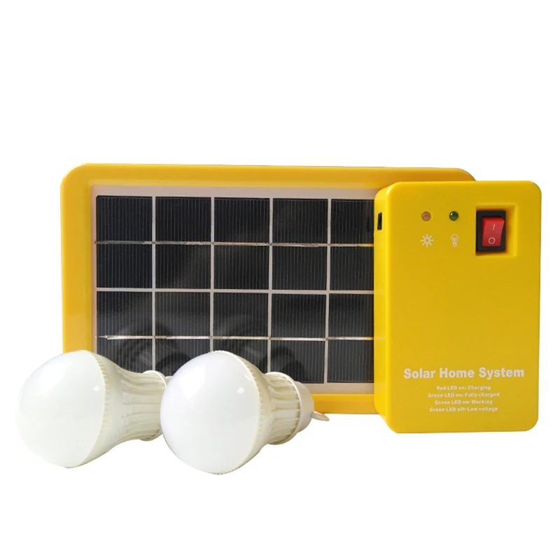 1 Takım 3 W Güneş paneli ışık 2 ampul kiti güneş sistemi enerji tasarrufu güneş ışık şarj edilebilir LED ışık sarı