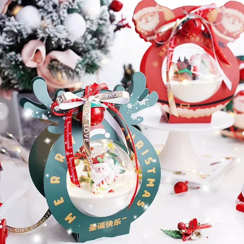 10 adet Evlenmek noel hediyesi elmalı kek ambalajı Kutusu Plastik Noel Baba Dekorasyon Çocuk Tatil Mutlu Yeni Yıl Partisi İyilik Sevimli