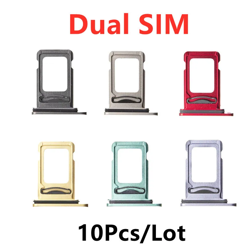10 Adet/grup Çift Metal Plastik Nano Sım Kart Tepsi Yuvası Tutucu iPhone XR 11 12 13 Pro Max SIM Kart Adaptörü Yedek Parçalar