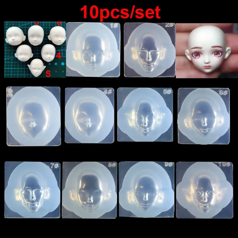 10 adet İnsan Yüzü 3D Bebek için Yumuşak Kil Seramik Kalıp Aroma Alçı silikon kalıp El Sanatları Sabun Mum DIY Zanaat Reçine Döküm