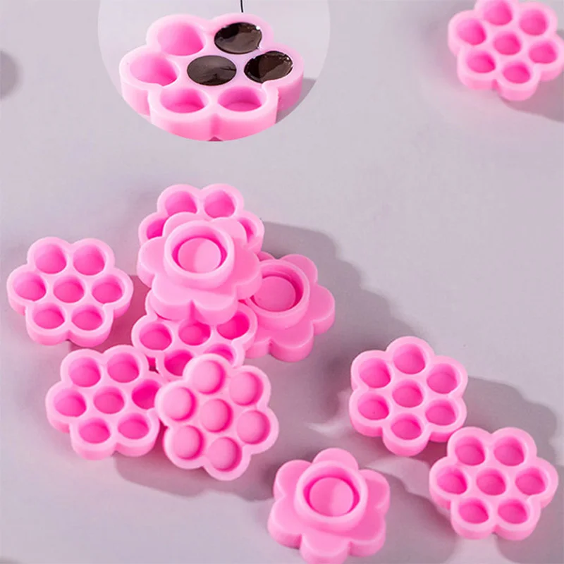 100 Adet Çiçek Güzellik Kirpik Uzatma Tutkal Bardak Pembe Gecikme Fincan Aşılama Kirpik Yapıştırıcı Tutucu Dövme Yapıştırıcı Pigment Bardak