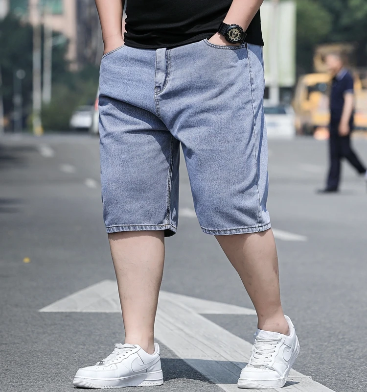 10XL Büyük Boy Yaz Kot erkek Kot Şort Gevşek Pantolon günlük kot Erkek Giyim Streetwear Moda Elastik kot pantolon