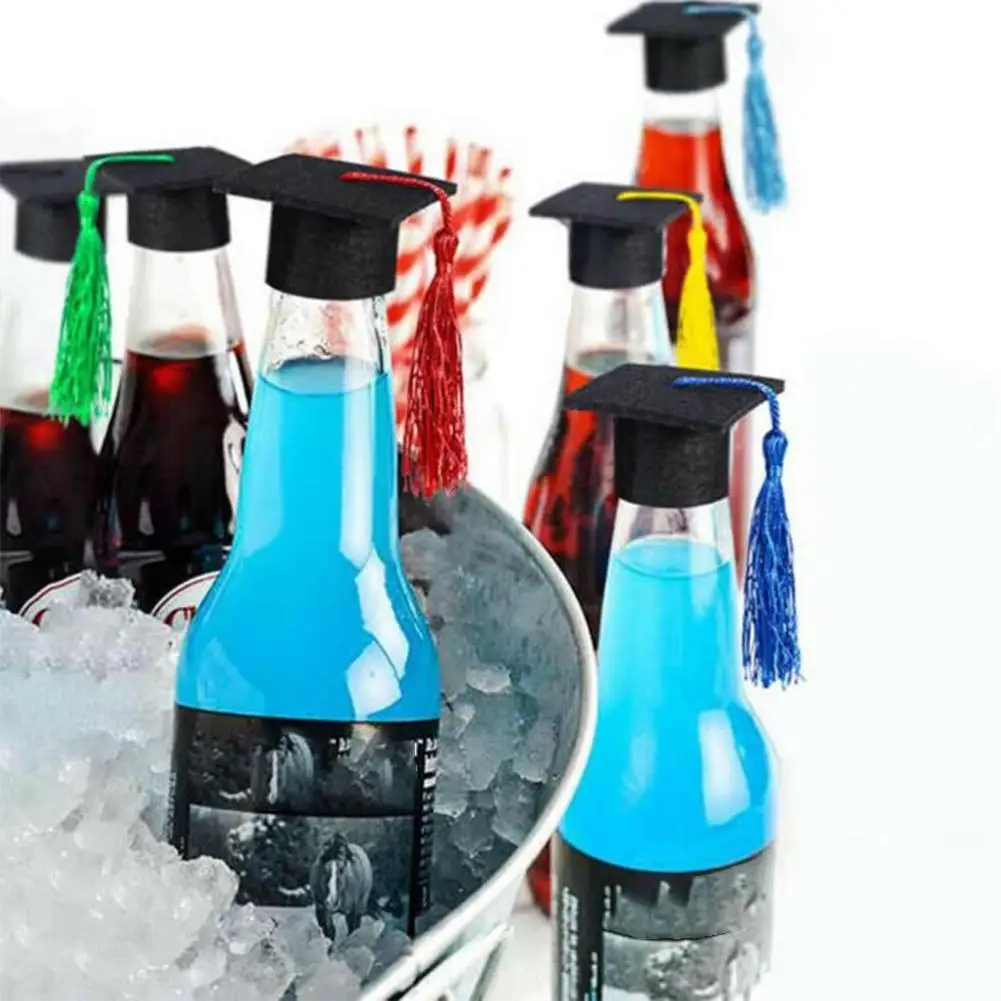 12 adet Siyah Yetişkin Lisans Kapaklar Mezuniyet Şapka Öğrenci için 2023 Kutlama Mezuniyet Partisi Süslemeleri Dekorasyon Drinkware