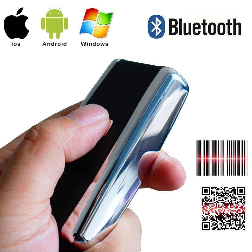 1D 2D Bluetooth Barkod Tarayıcı 1D 2D USB Bluetooth Mini Kablosuz Barkod Okuyucu Kablosuz Transfer Mesafesi 100 Metre