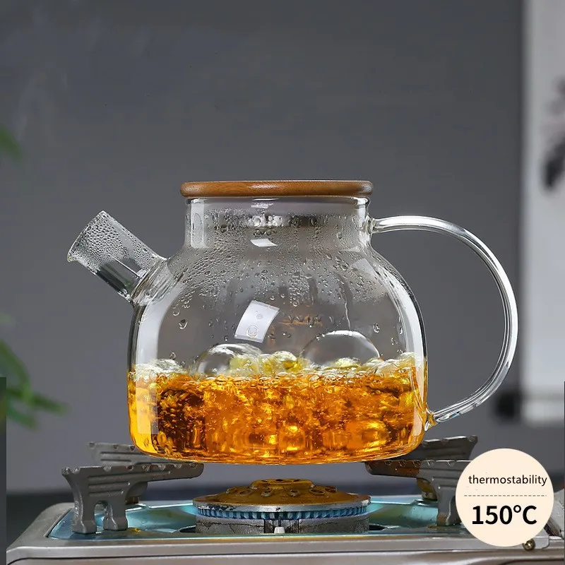 1L / 1.6 L büyük kapasiteli yüksek sıcaklığa dayanıklı ev cam su soğutucu çaydanlık su ısıtıcısı Cam su ısıtıcısı cam çaydanlık çay fincanı