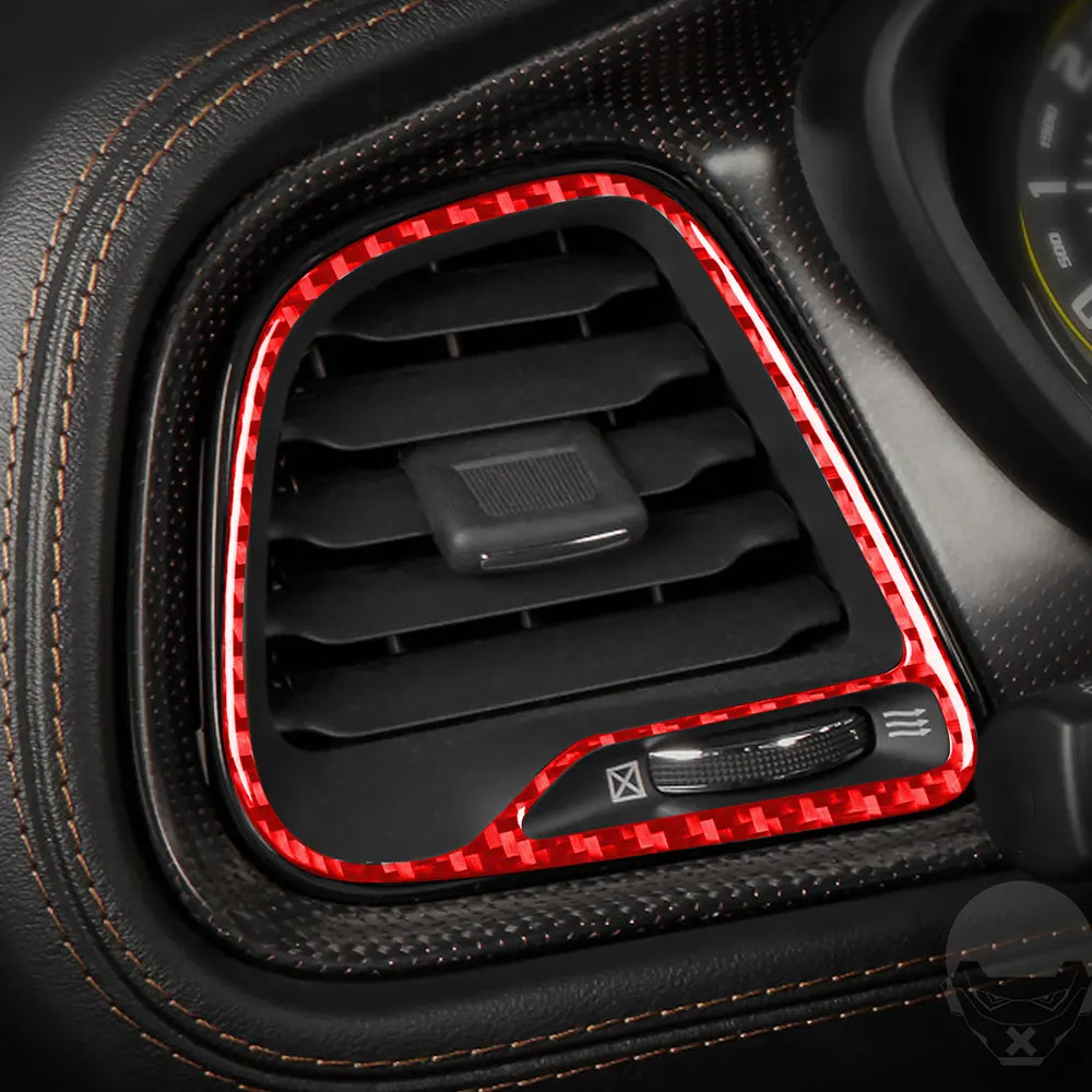 2 Adet Dodge Challenger 2015-2020 İçin Araba Orta Çıkış Sticker Kapak Pervaz Trim Çıkartması Kırmızı Karbon Fiber Aksesuarları