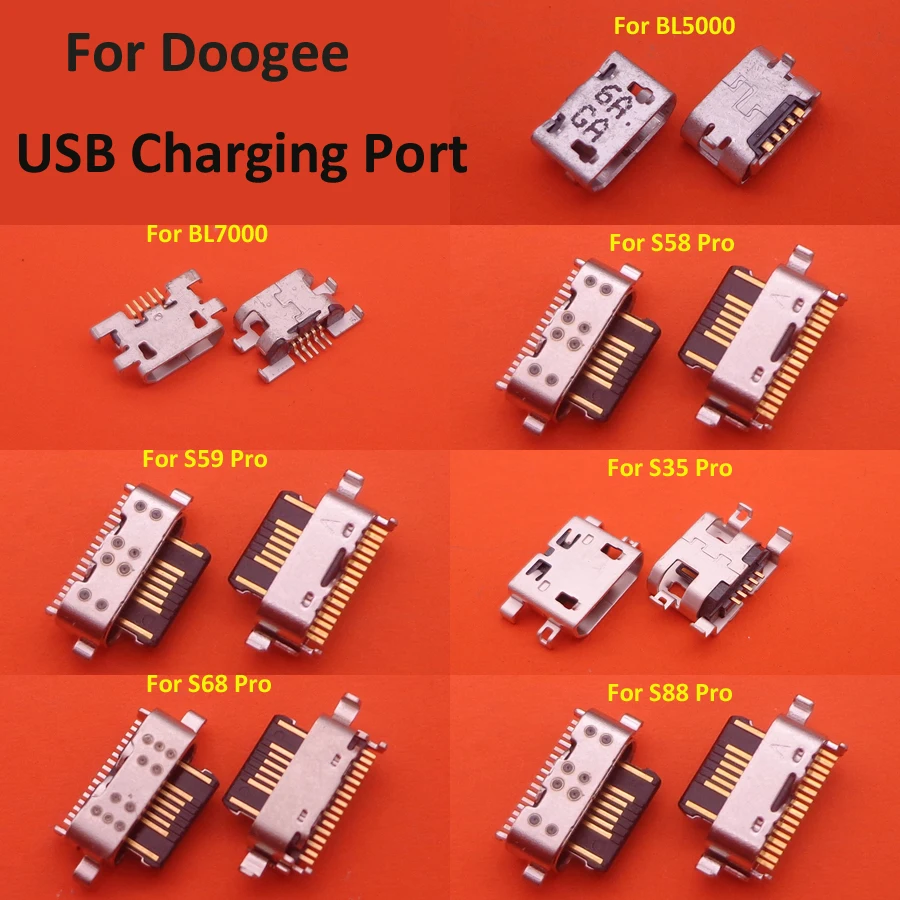 2 Adet USB Şarj Bağlantı Noktası Soket Dock Jack Tak Onarım DOOGEE BL5000 BL7000 S35 Pro S58 Pro S59 Pro S68 Pro S88 Pro