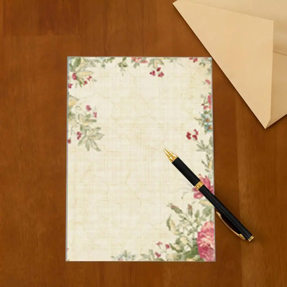 2 Takım Not Defteri Çiçek Baskı Retro Yazma Yasemin Zarf Mektup kağıdı yazma kağdı Ofis için