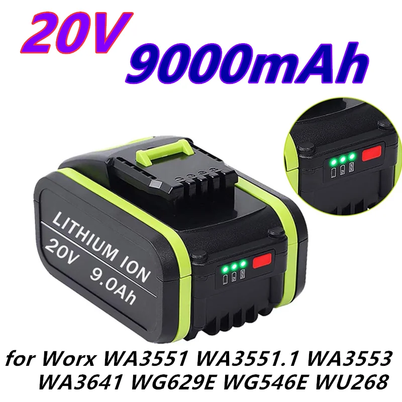 2022 9.0 Ah 20V Lityum-iyon yedek pil Pil için Worx WA3551 WA3551. 1 WA3553 WA3641 WG629E WG546E WU268 Worx Güç Araçları için