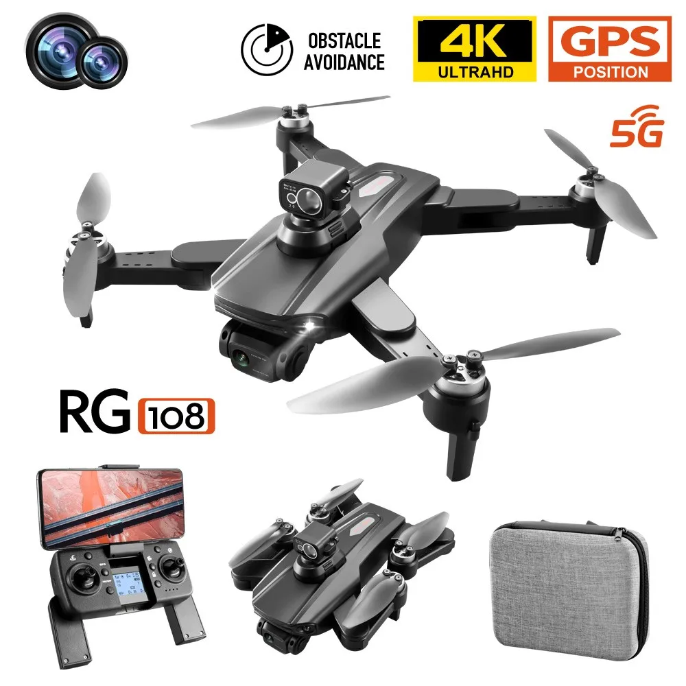 2022 YENİ RG108 GPS Drone 4K Profesyonel Çift HD Kamera FPV Hava Fotoğrafçılığı fırçasız motor Katlanabilir Quadcopter Drone