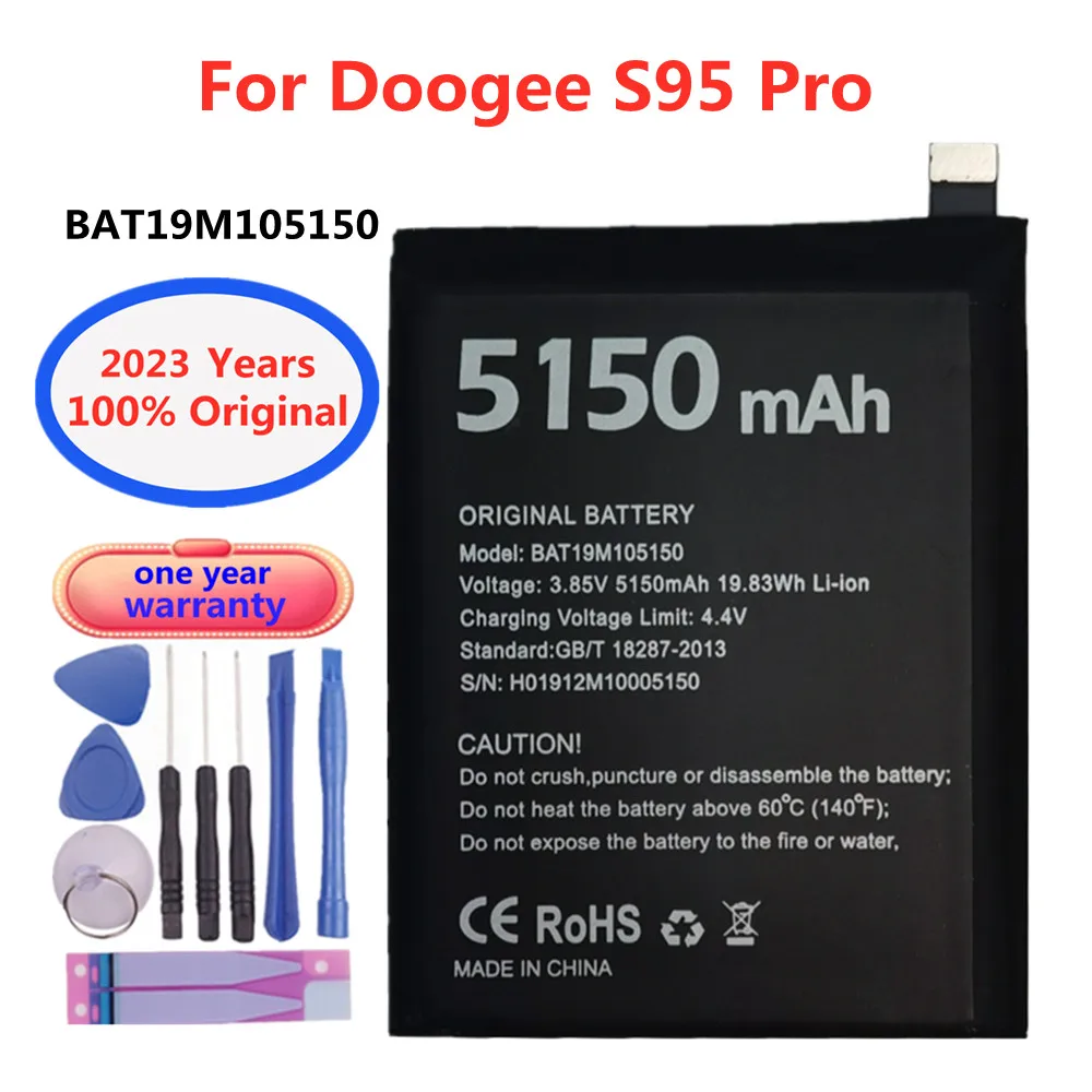 2023 Yeni Doogee S95 Pro 5150mAh Pil Doogee S95 Pro BAT19M105150 100 % Orijinal Şarj Edilebilir Li-İon Piller Batteria