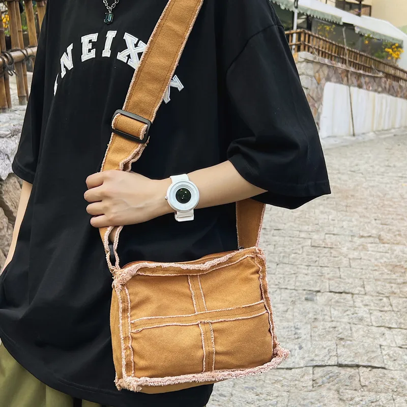2023 Yeni Japon Tuval Küçük Çanta kadın Retro Sağlam Sağlam Öğrenci Bir Omuz Crossbody Çanta Sokak Moda askılı çanta