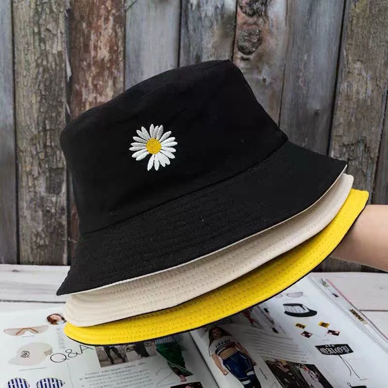 2023 Yeni Küçük Papatya Kova Şapka Kadın İlkbahar ve Yaz Kore Versiyonu Balıkçı Şapka Öğrenci Güneş vizör kep