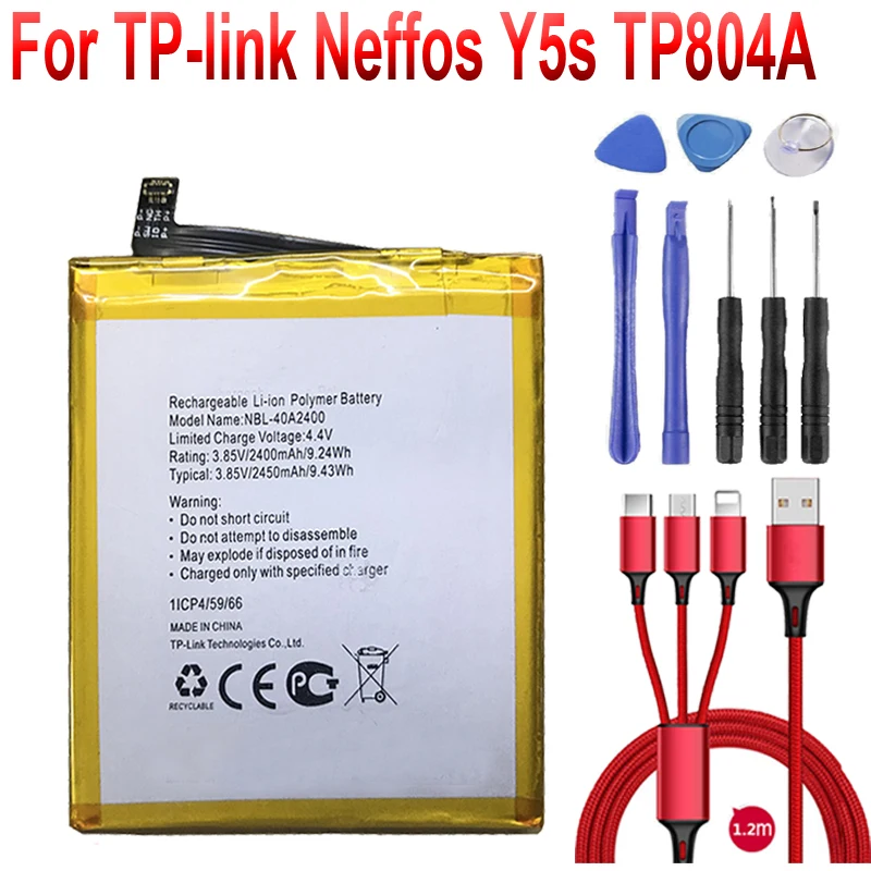 2400mAh NBL - 40A2400 için Yedek Pil TP-link Neffos Y5s TP804A TP804C Şarj Edilebilir Piller Bateria + USB kablosu + toolki