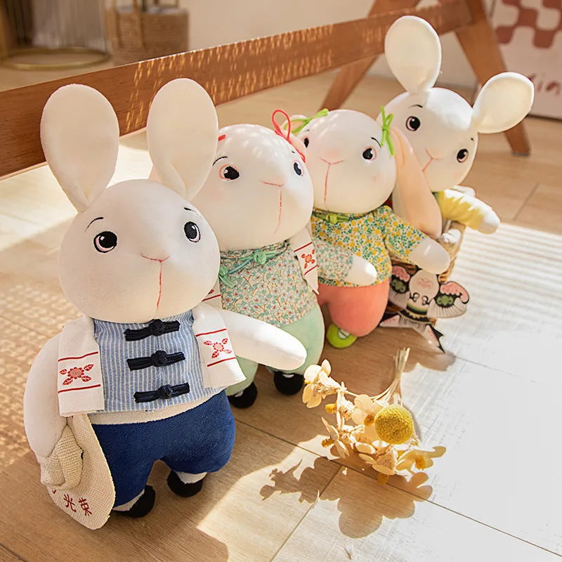25 cm Yeni Ulusal Tarzı Tavşan peluş oyuncaklar Yaratıcı Çin Tarzı Tavşan Bebek Tavşan Yıl Maskot Bebek Yastık Hediye Dekorasyon