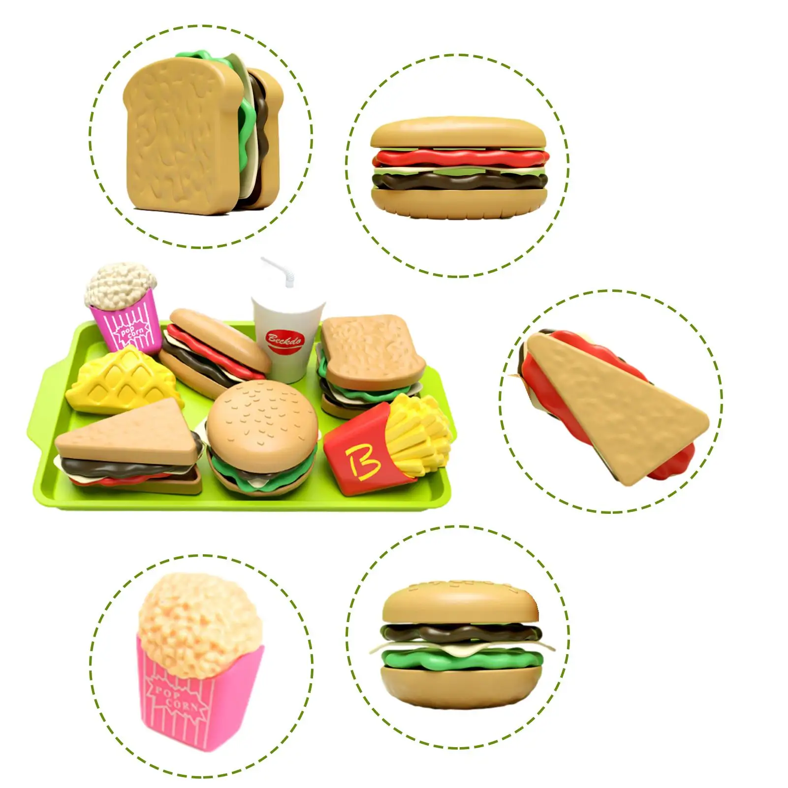27 adet Çocuk Ayrılabilir Aperatif Hamburger Plastik Simülasyon Gıda Mutfak Oyuncak Rol Oynamak Ebeveyn-Çocuk İnteraktif Hediye