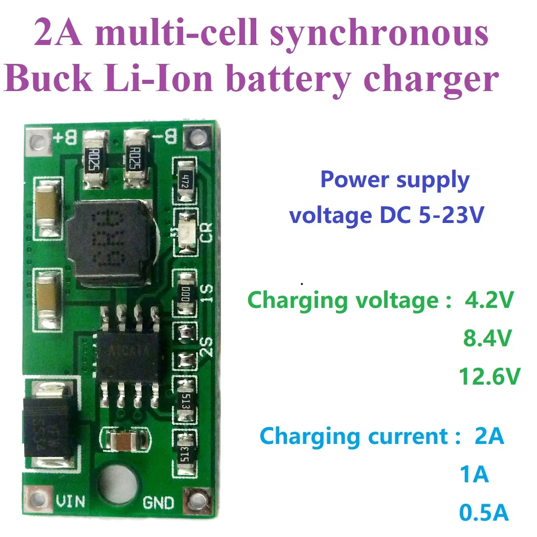 2A Çok Hücreli Senkron Buck Li-İon Şarj Cihazı DC 5-23V için 4.2 V 8.4 V 12.6 V için 3.7 V 7.4 V 11.1 V 18650 Lityum Pil
