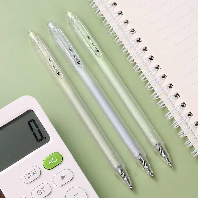 3 adet / takım Kısa Tarzı Yeşil Renk Mekanik Jel Mürekkep Kalemler Sevimli Kırtasiye Okul Ofis Yazma Malzemeleri Dekor Hediye