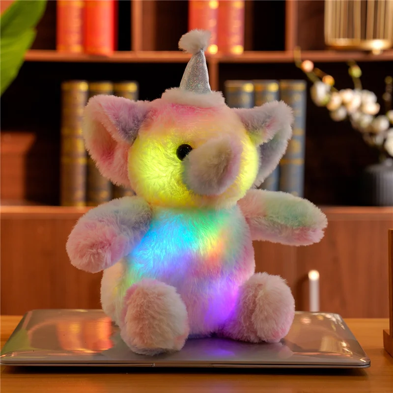 30 cm Aydınlık peluş oyuncak Glow Fil Bebek Parlayan led ışık Hayvan Oyuncaklar Renkli Bebek Yastık çocuk Güzel Hediye
