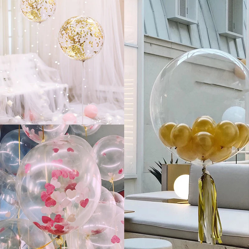 5 adet 18/20/24/36 inç Şeffaf Bobo Kabarcık Balonlar Noel Mutlu Doğum Günü Partisi Süslemeleri Düğün Temizle helyum balonları