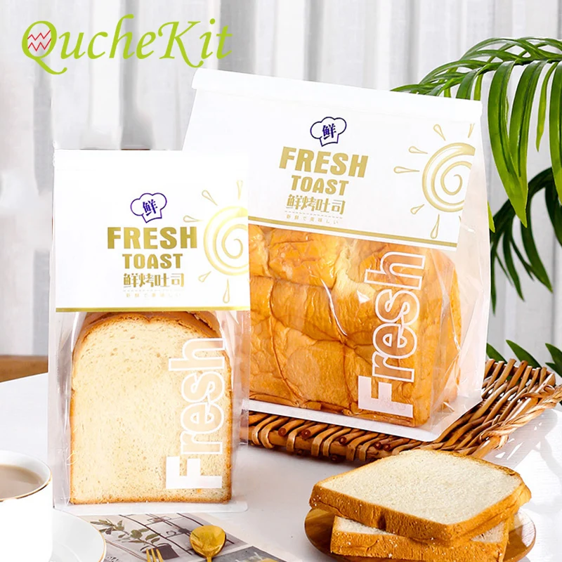 50/100 Adet Ekmek Poşetleri Çerez Şeker Ekmek Plastik Kendinden Standlı Ambalaj Poşetleri Tel Sıkma Tost Çantası Mutfak Pişirme Aksesuarları