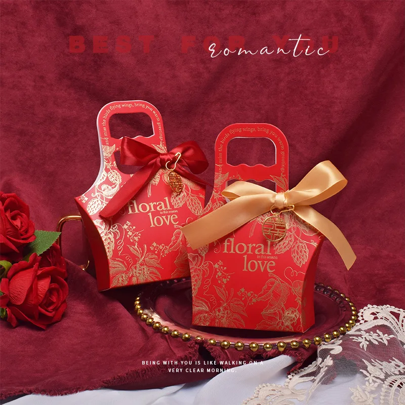 50 adet / grup Taşınabilir Şeker Çantası Kurdele İle Düğün Favor Şeker Kutuları Bebek Duş hediye çantası DIY Yaratıcı Şeker Kutusu Romantik Mariage