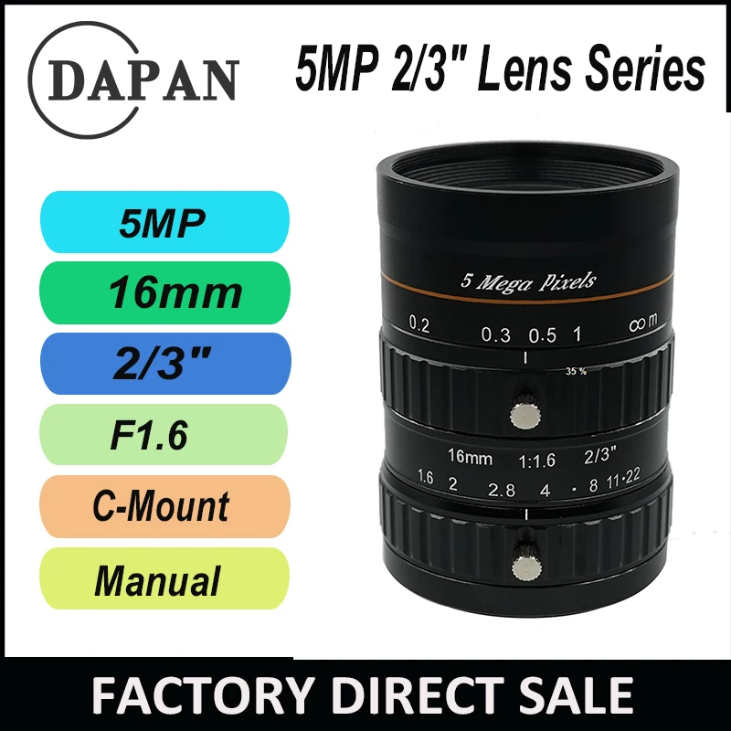 5MP FA Lens C Dağı 16mm 2/3 