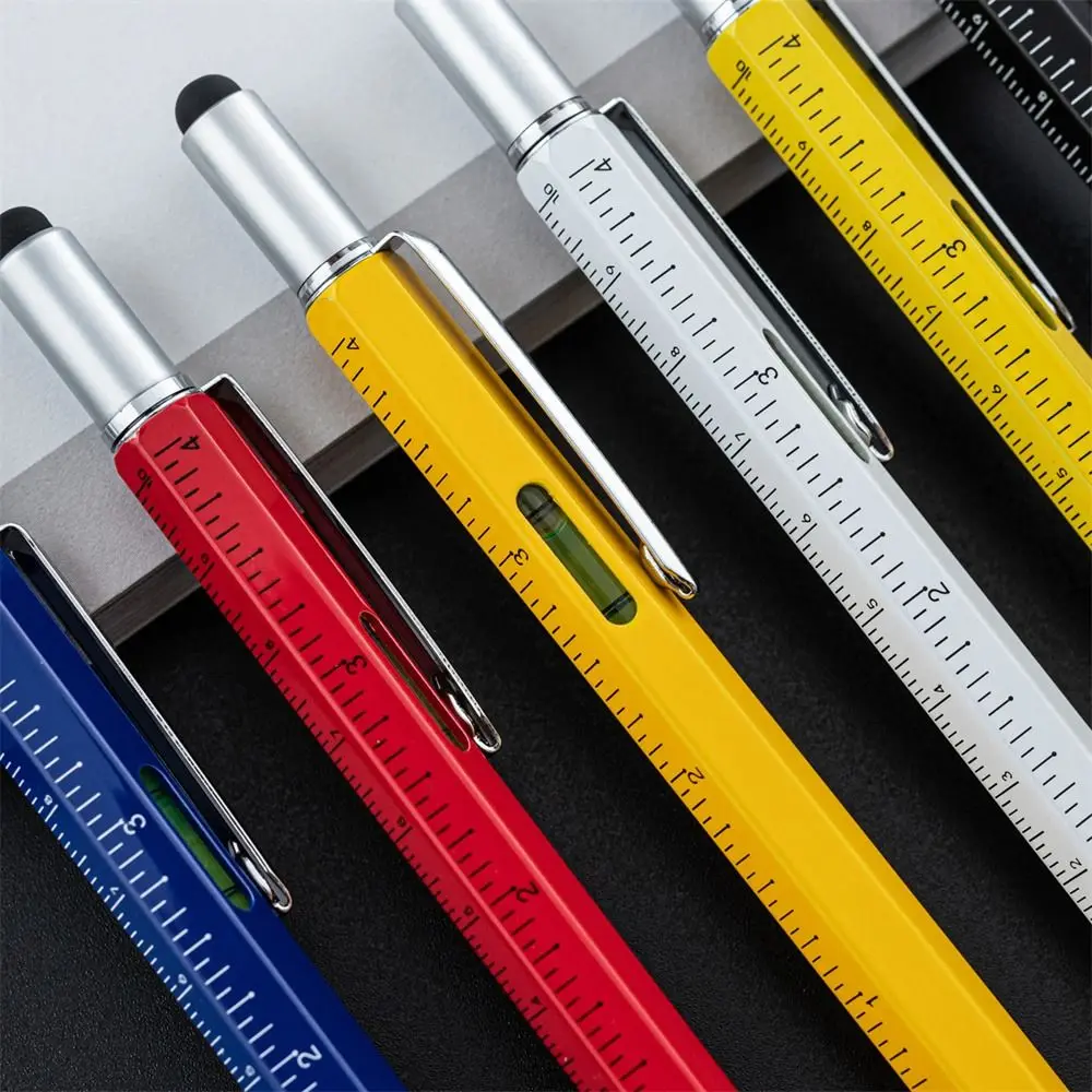 6-in-1 Çok Fonksiyonlu Kalem Aracı Tükenmez Kalem Tornavida Cetvel su terazisi İle bir Üst Ölçekli Çok Fonksiyonlu Kalemler Okul İçin