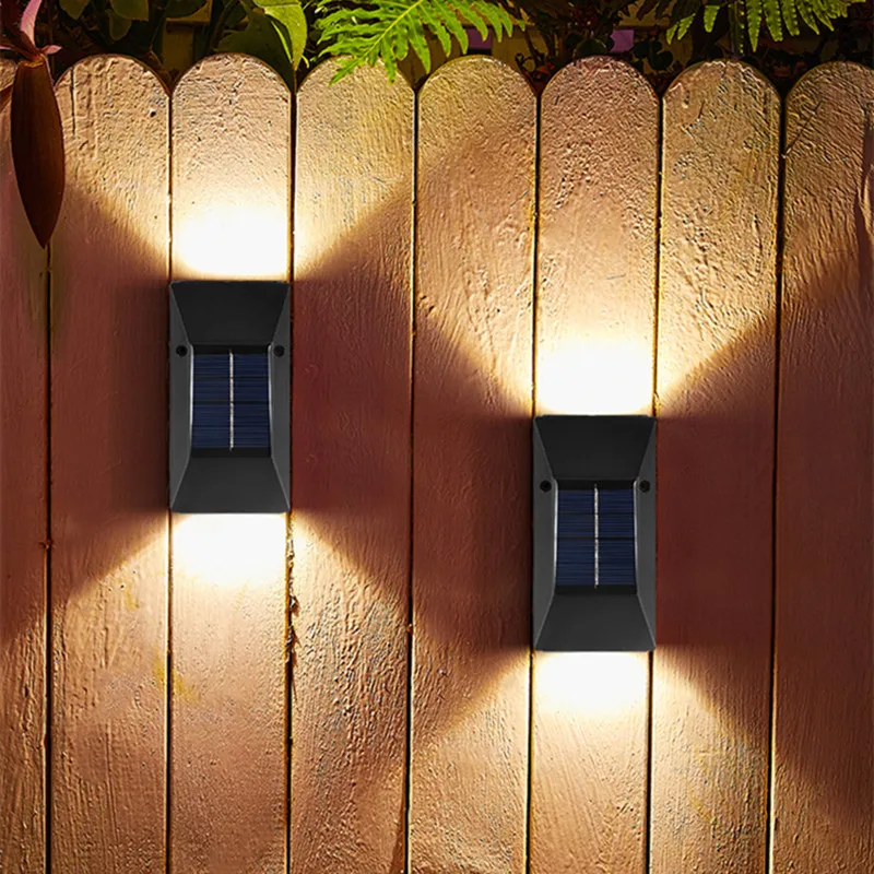 6 LED güneş ışıkları açık su geçirmez yukarı ve aşağı aydınlık aydınlatma duvar lambası bahçe dekor merdiven çit balkon güneş ışığı lambaları