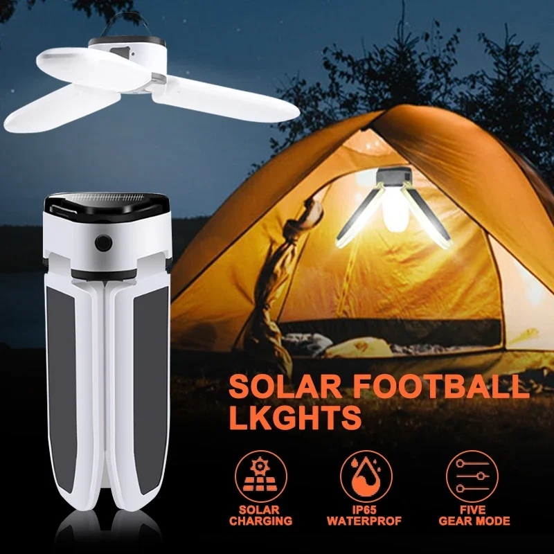 60 LED güneş kamp ışıkları açık USB şarj edilebilir ampul taşınabilir katlanabilir lamba kamp çadırı yürüyüş acil fener ışık