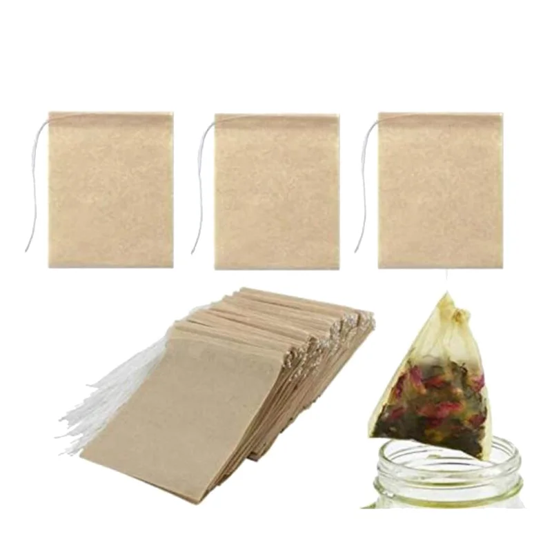 600 Paket Çay filtre torbaları Tek Kullanımlık Kağıt çay poşeti İpli Gevşek Yaprak Çay Kahve(Doğal Renk 2. 75X1. 97 İnç)
