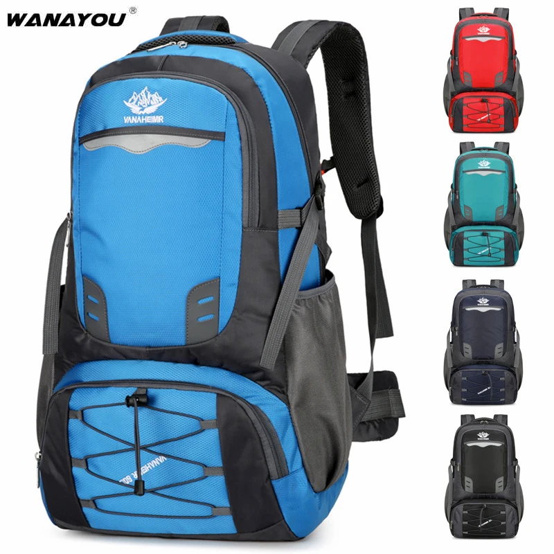 60L seyahat sırt çantaları Tırmanma Yürüyüş Çantaları, erkek Yansıtıcı Kamp Trekking Sırt Çantası Kadın Açık Spor okul çantası