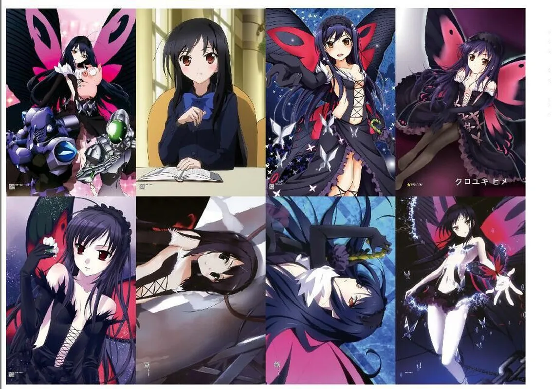 8 adet / grup Anime Accel Dünya Posterler Oyuncaklar Kuroyuki hime Dahil 8 Duvar Resimleri Komik Çıkartmalar Fan Koleksiyonu Posteri 42x29CM