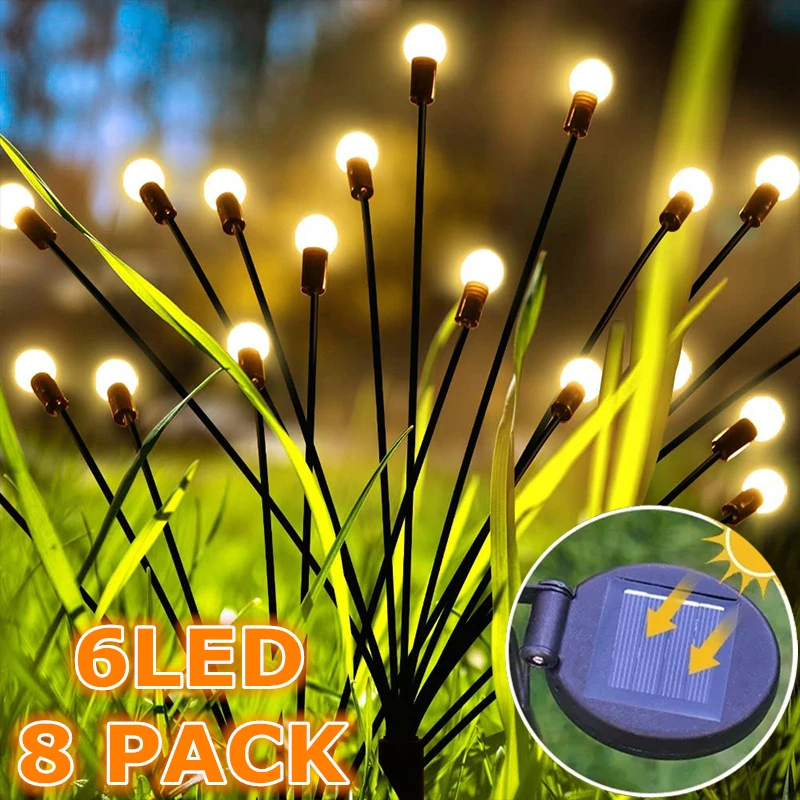 8 Paket güneş led ışık açık bahçe peyzaj güneş ışıkları havai fişek Firefly çim lambaları yeni yıl yılbaşı dekoru güneş lambası