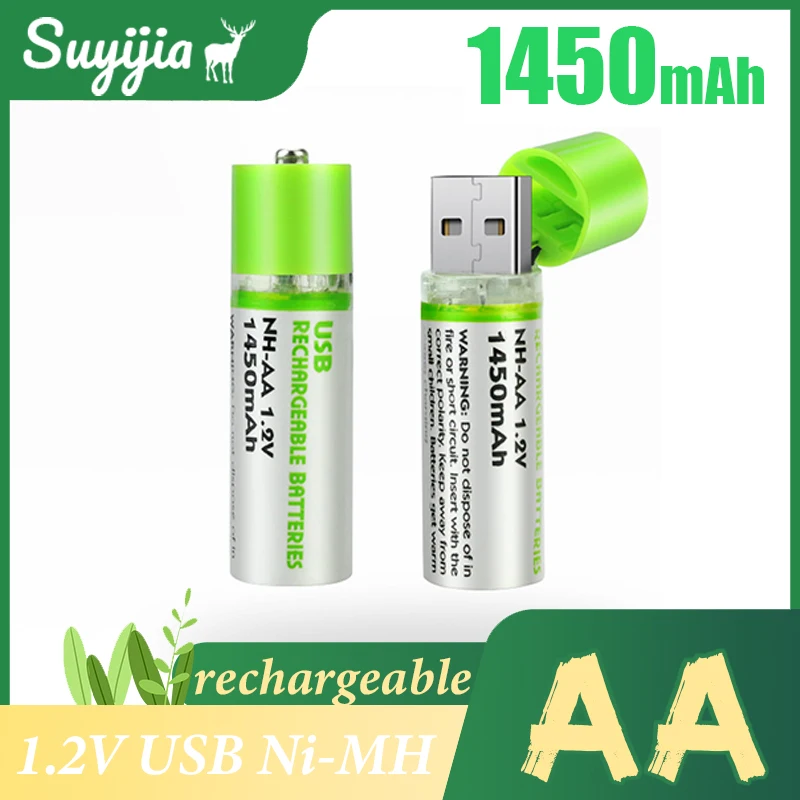 AA 1.2 V Ni-Mh Pil 1450mAh USB Şarj Edilebilir Piller için Uzaktan Kumanda kablosuz Fare çalar saat Küçük Fan Elektrikli Oyuncaklar