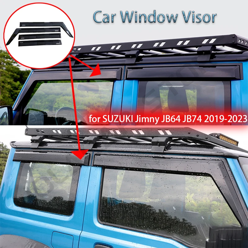 Araba Güneş Yağmur Koruma Pencere Siperliği Duman Kalkanı Deflector Tente ayar kapağı Suzuki Jimny için JB64 JB74 2019 2020 2021 2022 2023