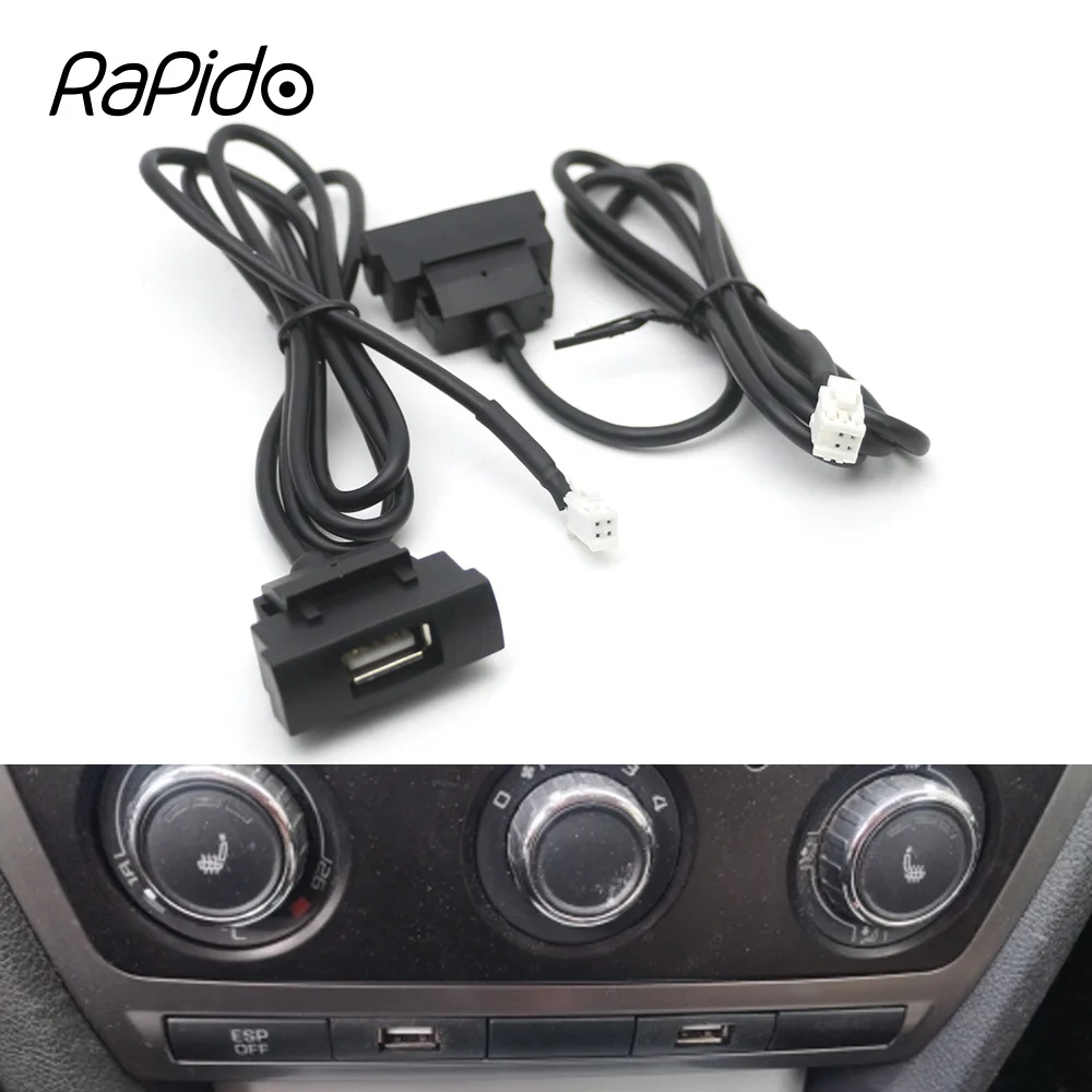 Araba RCD510 RNS315 Radyo USB Dişi Erkek 4pin Fiş Arayüzü Uzatma Kablosu Adaptörü Skoda Octavia için Değiştirmek Android Navigasyon