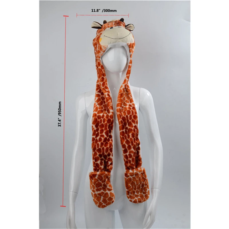 Aslan Tavşan Zürafa Eşarp Şapka Eldiven Seti Sevimli Peluş Hayvan Şapka Pençeleri İle Yetişkin kışlık şapkalar