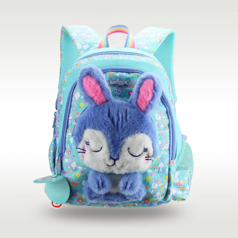 Avustralya Smiggle orijinal sıcak satış çocuk schoolbag yüksek kalite sevimli mavi tavşan peluş kız çocuk çantası 3-6 yaşında 14 inç