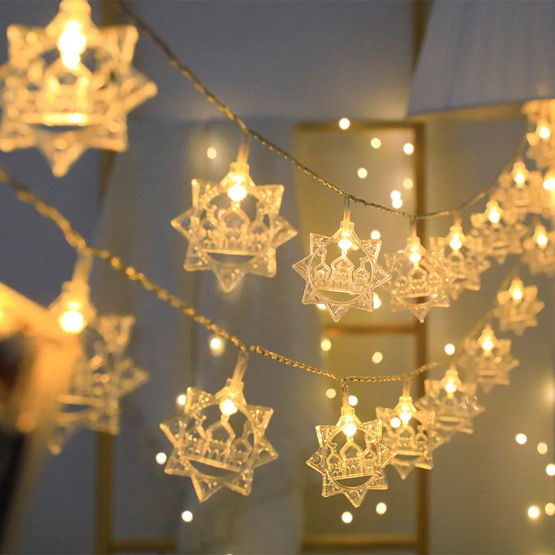 Ay Yıldız Eid Mubarak led ışık Dize Ramazan Süslemeleri Ev için 2023 Noel Peri İşık Parti Düğün Dekorasyon için