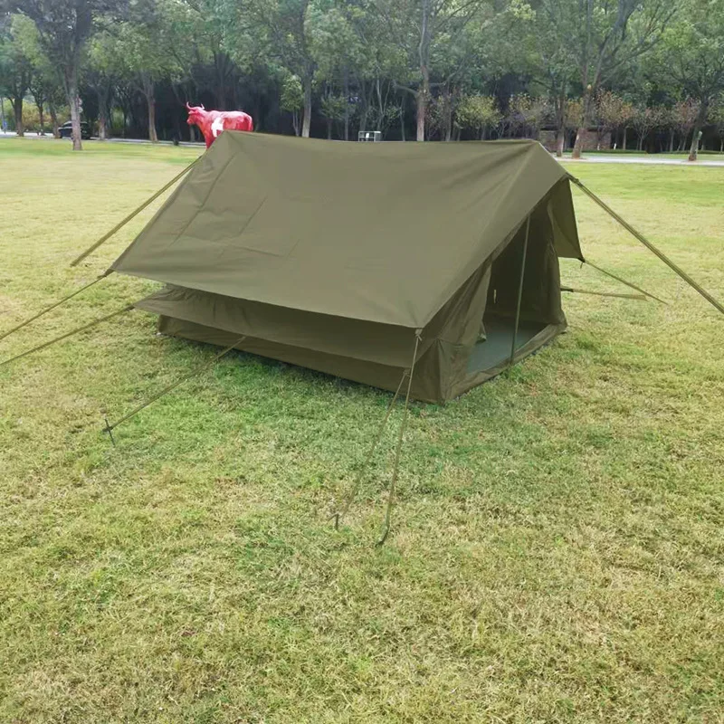 Açık Kamp Retro Çadır 2 Kişilik Kendi Kendine Sürüş Kamp Şiddetli Yağmura karşı Koruma Kabin Tipi A Şeklinde Çadır Oxford Kumaş