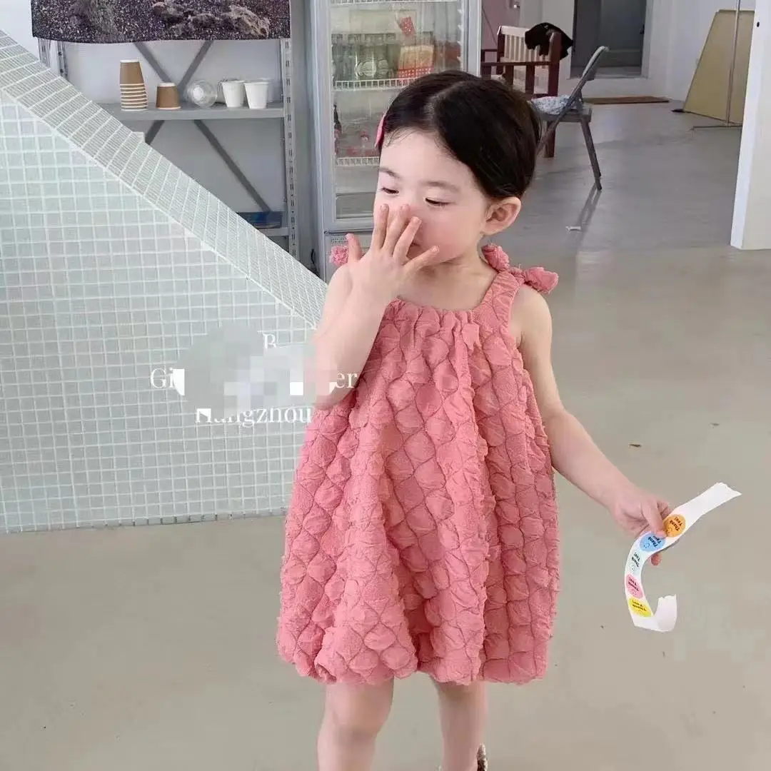 Bebek kız tatlı sevimli elbise Kore tarzı çocuk giyim Yaz çocuklar küçük elbise askı etek