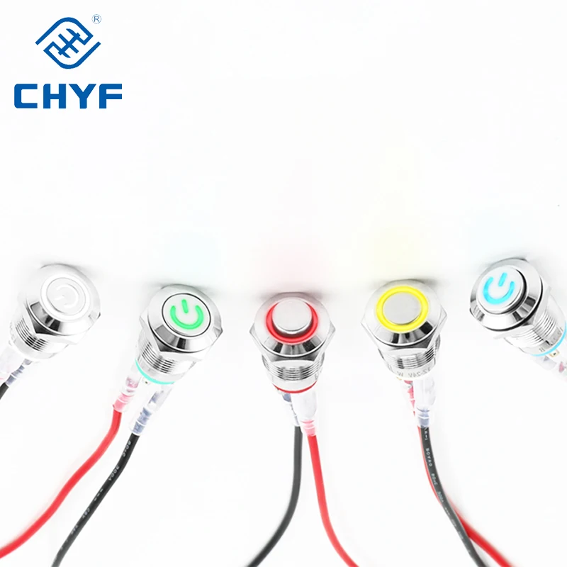 CHYF 8/12/16/19 / 22mm Anlık / Mandallama 1NO1NC / 1NO LED IP65 IP67 Su Geçirmez Güç Basma Düğmesi Anahtarları