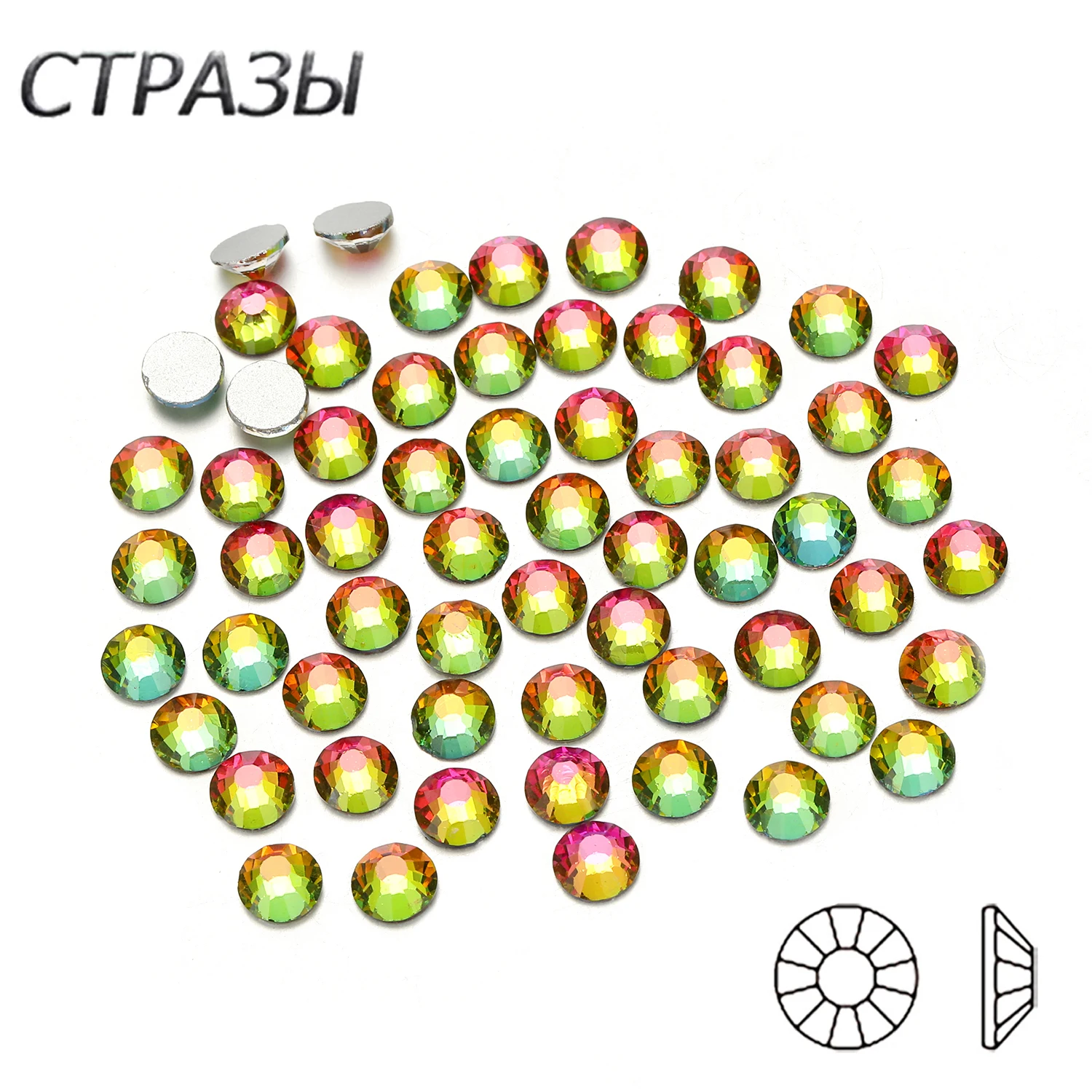 CTPA3bI Kristal Vitrail Orta Tüm Boyut Olmayan Düzeltme Cam Kristal Rhinestones Flatback Tırnak Taklidi Takılar 3D Çivi Sanat