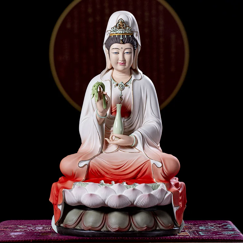 Dehua Seramik oturma lotus gülen yüz Avalokitesvara buda'nın ev dekorasyon beyaz Guanyin Bodhisattva Kaiguang sağlamak için