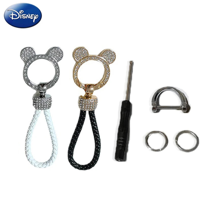 Disney Anahtarlık Aksesuarları Mickey Kafa Şekli Metal Anahtarlık Araba Çanta Tuşları Kolye Bölünmüş Yüzükler Unisex DIY kadın Hediyeler