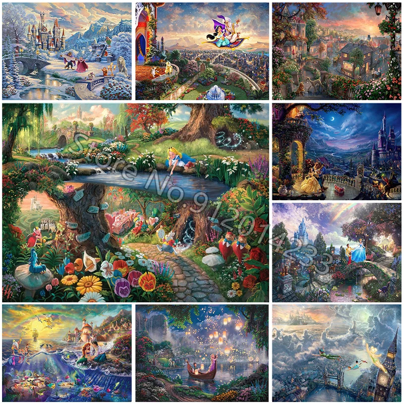 Disneyland Elmas Boyama Disney Prenses Kale Alice İn Wonderland Elmas Nakış Dıy 5D Tam Matkap Mozaik Çapraz Dikiş