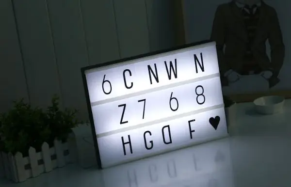 DIY LED ışık kutusu LED gece ışık kutusu Modern Masa Masa Sinematik Lamba A4 Boyutu Harfler Numarası Pil USB Dekor
