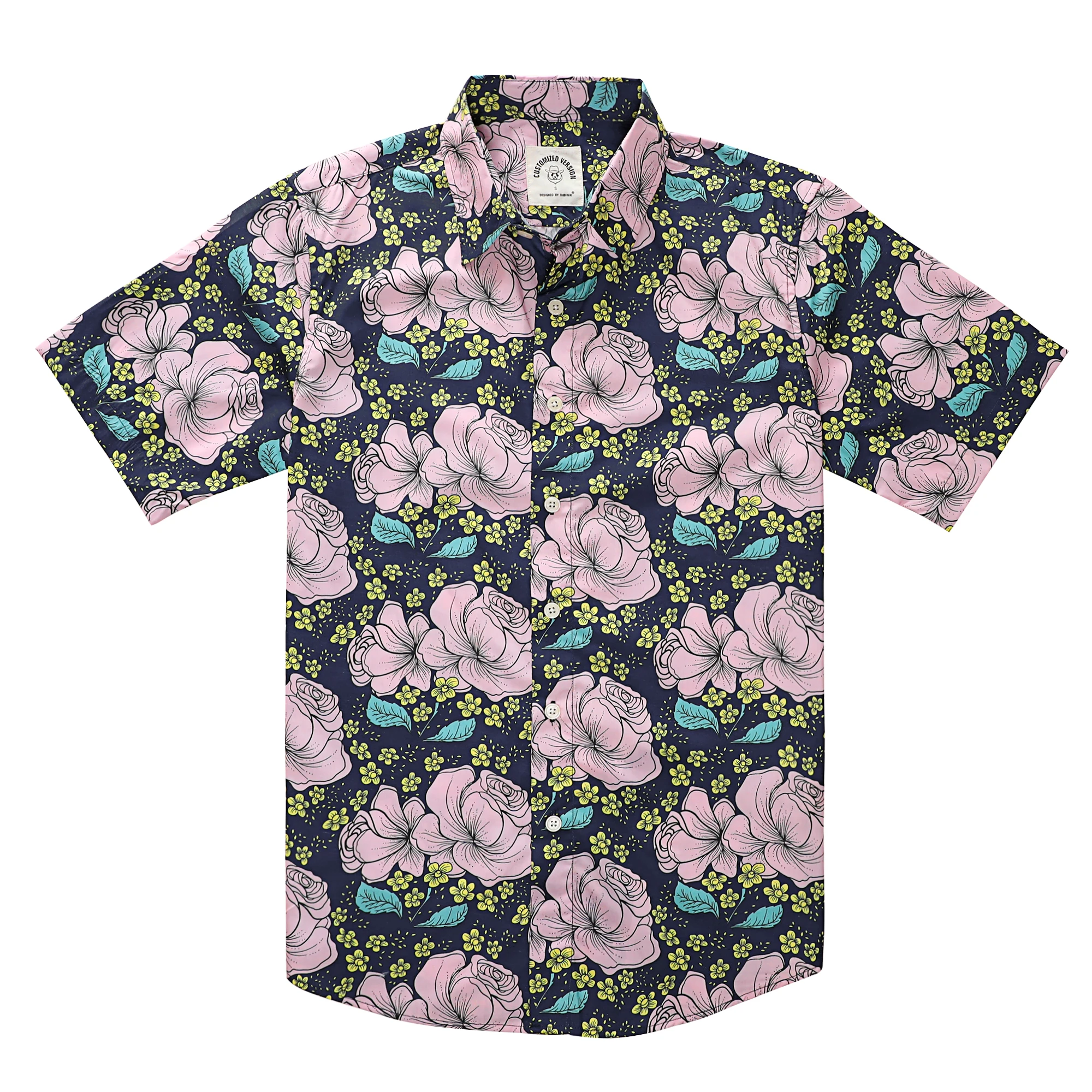 Dubinik havai gömleği Erkekler için Yaz Aloha Tropikal Plaj Kısa Kollu Düğme Aşağı Baskı Gömlek